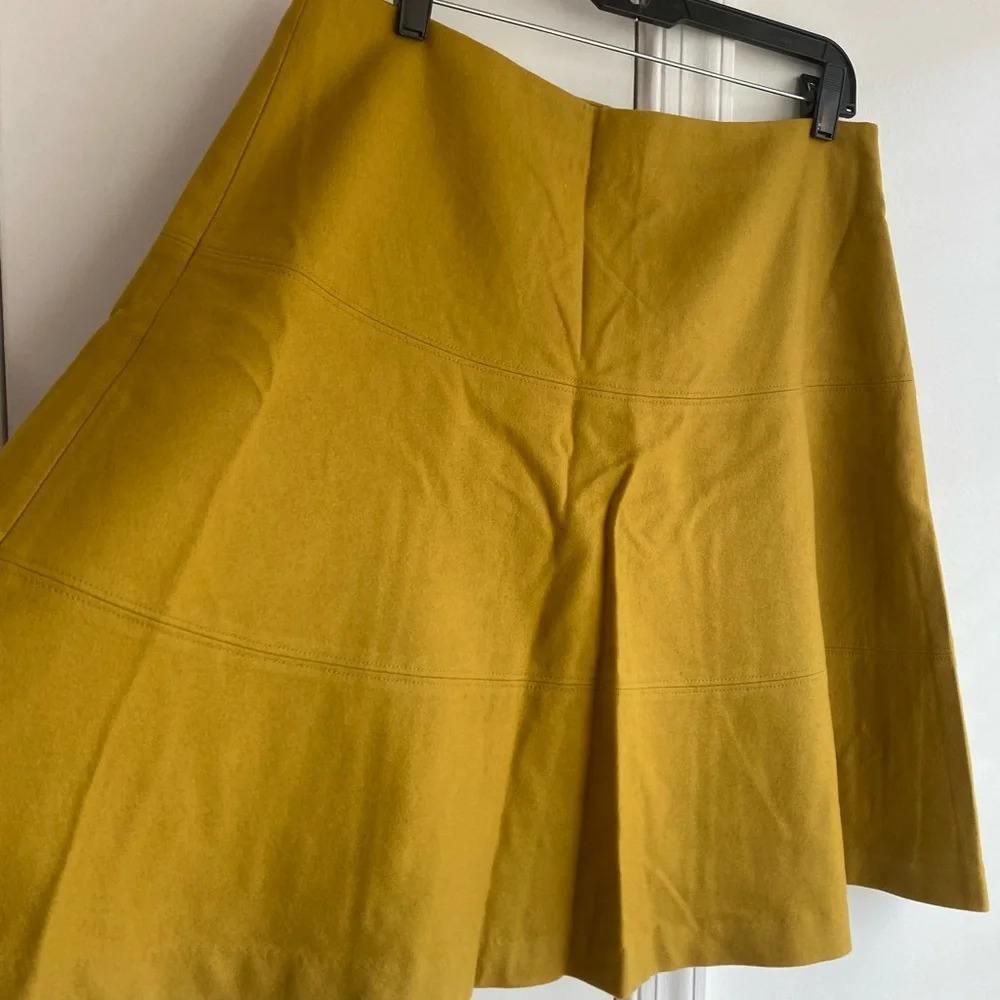Boden Womens Kelly mustard A-Line Skater Skirt Sz 10 Wool Blend Lined Career - Picture 2 of 6